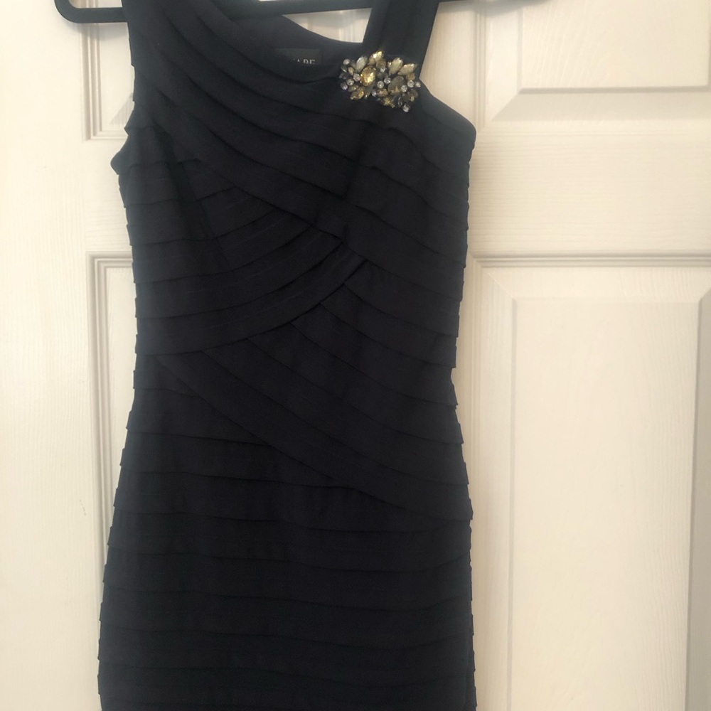 Nordstrom Dark Navy Layered Cocktail Dress with Jewelled Accent